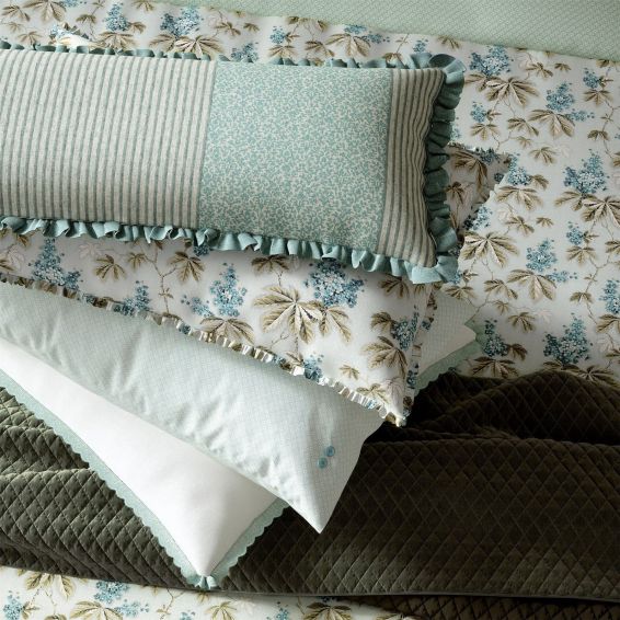 Clarence Bolster Cushion by Bedeck of Belfast in Celadon Green