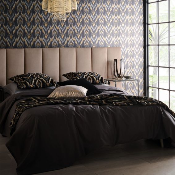Velluto Wallpaper W0170/02 by Clarke & Clarke in Noir Black