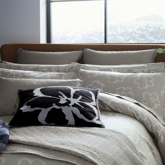 Magnolia Jaquard Floral Bedding by Ted Baker in Silver Grey