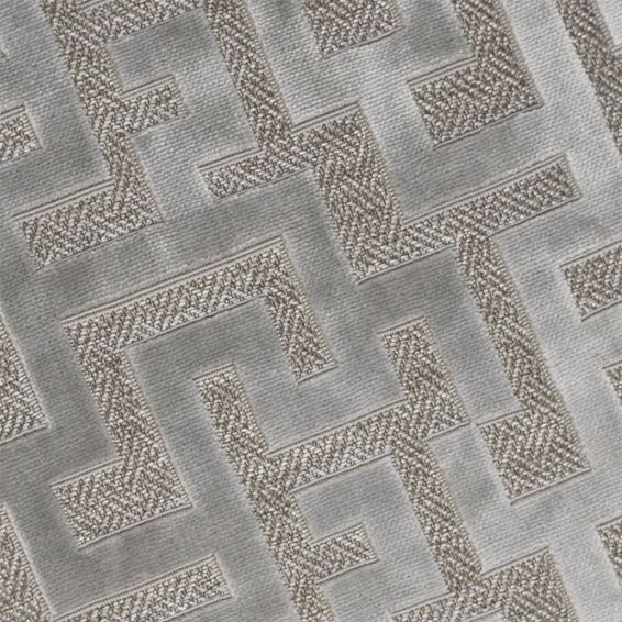 Maze Panelled Geometric Cushion in Silver Grey