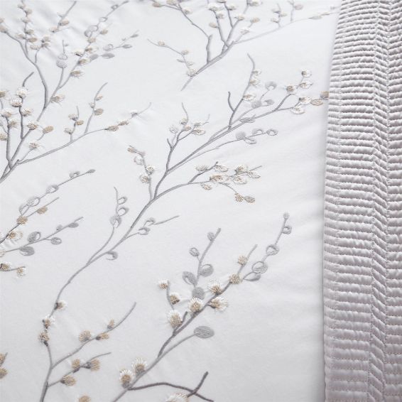 Pussy Willow Sprig Embroidered Bedding Set by Laura Ashley in Dove Grey