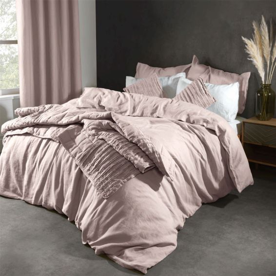 Lazy Linen Bedding Plain Mellow Pink Duvet Cover and Pillowcase