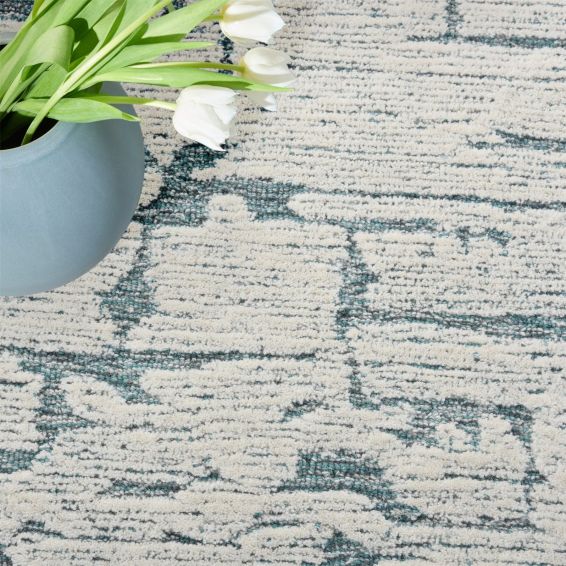 CK009 Sculptural SCL01 Abstract Rug by Calvin Klein in Teal