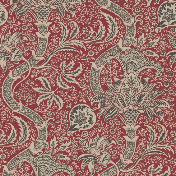 Indian Wallpaper 104 by Morris & Co in Red & Black