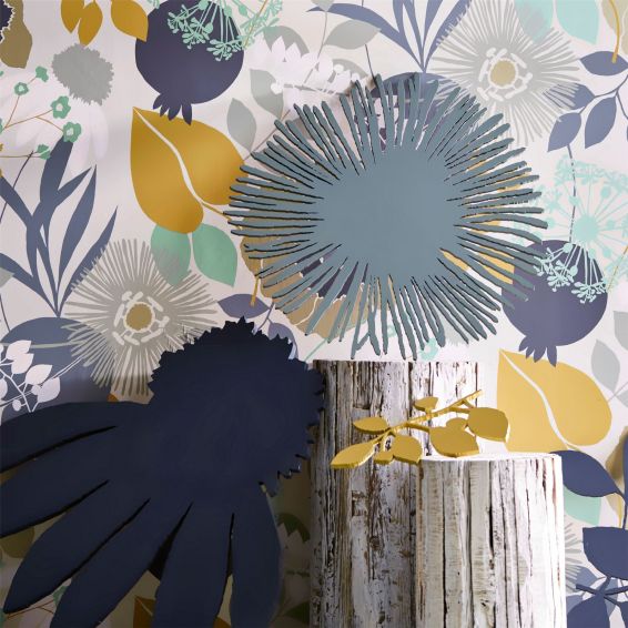 Doyenne Wallpaper 111490 by Harlequin in Ochre Stone Mint