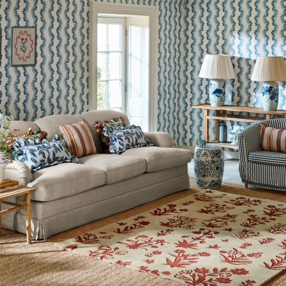 Woodland Glade Wool Rug 146801 by Sanderson in Linen Russet Brown