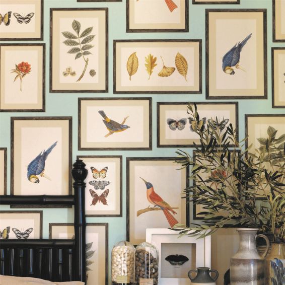 Picture Gallery Wallpaper 213400 by Sanderson in Aqua Multi