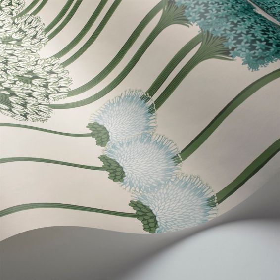 Allium Wallpaper 12035 by Cole & Son in Teal & Jade on White