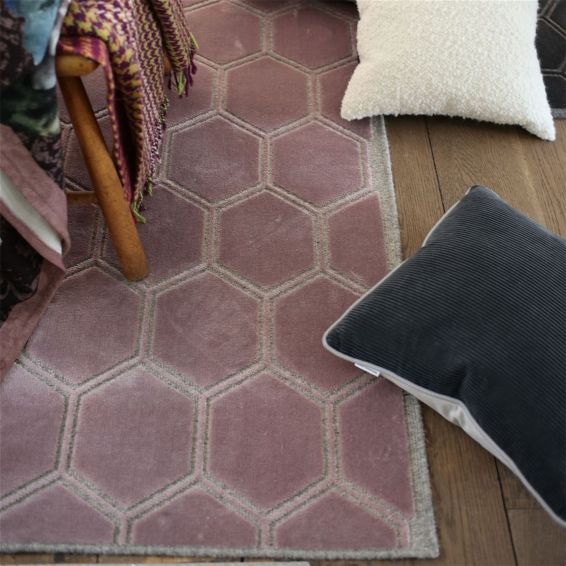 Manipur Geometric Runner Rug in Amethyst Purple By Designers Guild