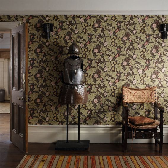 Leicester Wallpaper 212542 by Morris & Co in Chocolate Olive