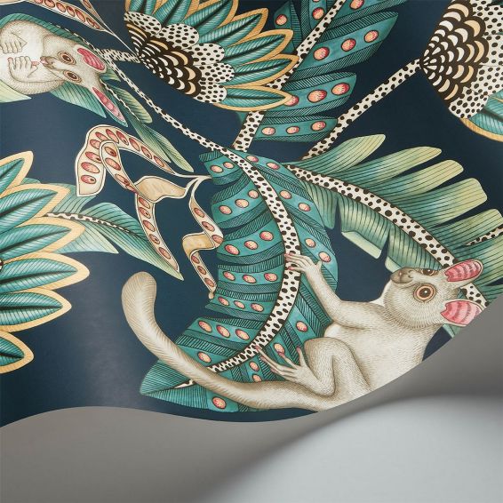 Bush Baby Wallpaper 119 7034 by Cole & Son in Teal Blue