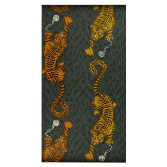 Tigris Wallpaper W0105 01 by Emma J Shipley in Flame Orange