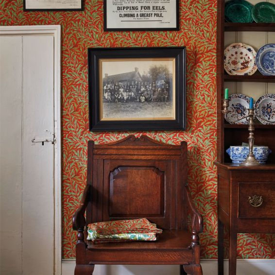 Willow Bough Wallpaper 216951 by Morris & Co in Tomato Olive