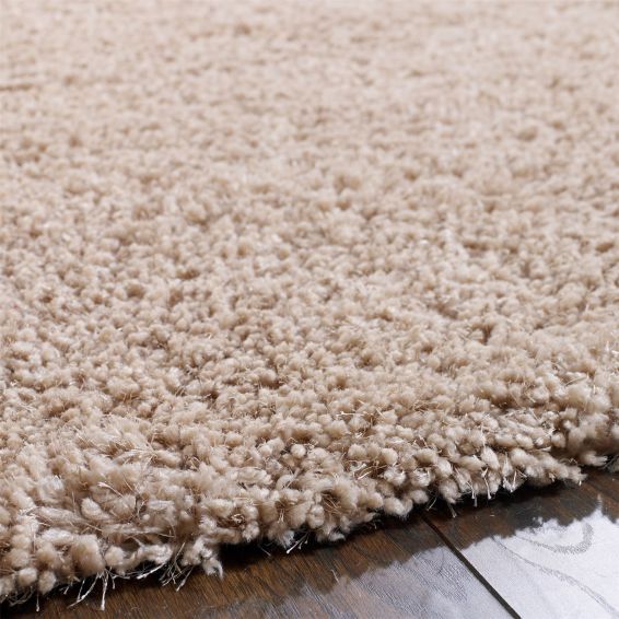 Chicago Shaggy Modern Plain Rugs in Latte