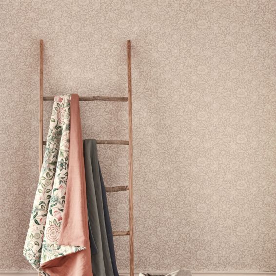 Mallow Wallpaper 216675 by Morris & Co in Dusky Rose Pink