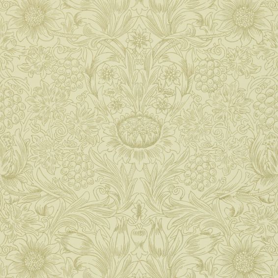 Sunflower Etch Wallpaper 105 by Morris & Co in Parchment Gold