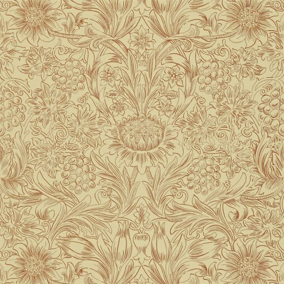 Sunflower Wallpaper 210473 by Morris & Co in Church Red Biscuit