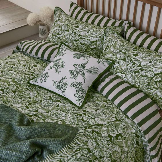 Hibiscus Cushion by Bedeck of Belfast x Burleigh in Green