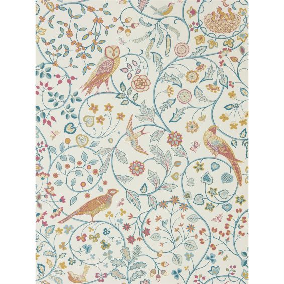 Newill Wallpaper 216703 by Morris & Co in Indigo Saffron Yellow