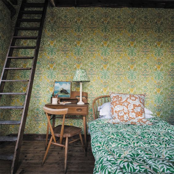 Woodland Weeds Wallpaper 217100 by Morris & Co in Sap Green