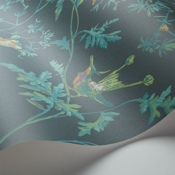 Humming Birds Wallpaper 4014 by Cole & Son in Viridian Green