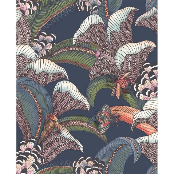 Hoopoe Leaves Wallpaper 119 1006 by Cole & Son in Denim Blue Multi