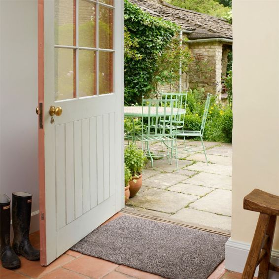 Multi Grip Washable Plain Doormat in Seal Grey