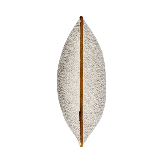 Leighton Boucle Velvet Piping Bolster Cushion in Cream Mustard Yellow