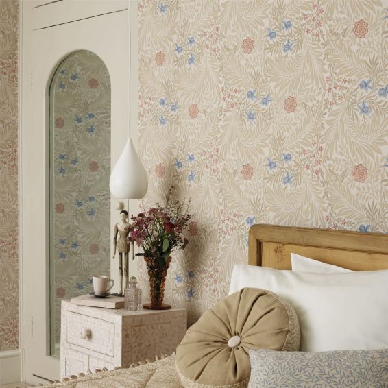 Larkspur Wallpaper 212557 by Morris & Co in Manilla Old Rose