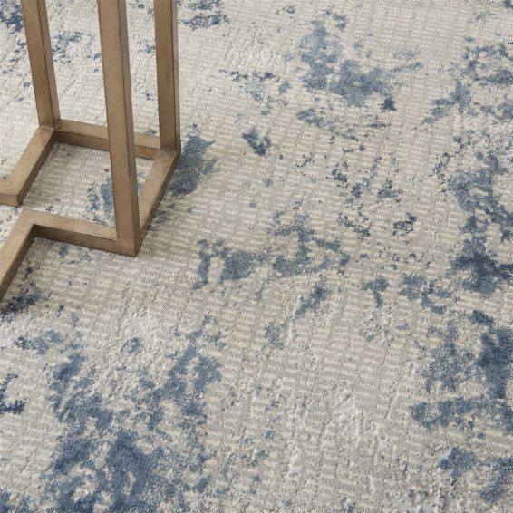 Rustic Textures RUS16 Abstract Rugs in Grey Blue