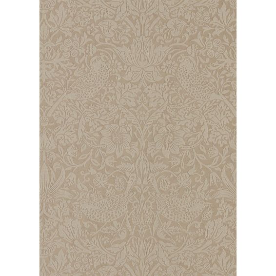 Pure Strawberry Thief Wallpaper 216019 by Morris & Co in Taupe Gilver