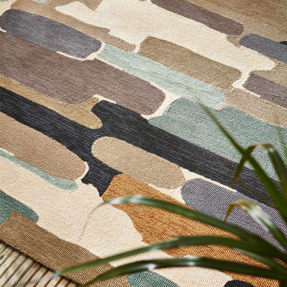 Trattino Outdoor Abstract Seaglass Rugs 444804 by Harlequin