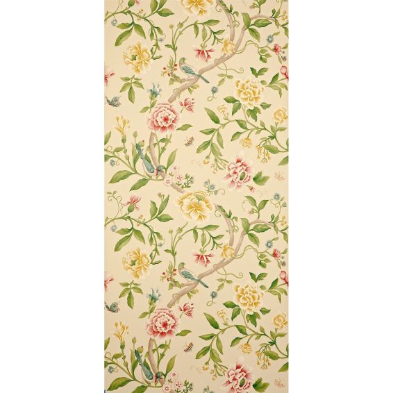 Porcelain Floral Wallpaper 104 by Sanderson in Red Beige