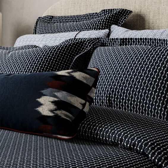 Aruni Flamestitch Cushion by Bedeck of Belfast in Midnight Blue