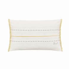 Reset Fringe Hem Embroidered Cushion By Katie Piper in Yellow