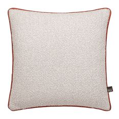 Leighton Boucle Velvet Piping Cushion in Ecru Salmon Pink