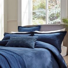 Osaka Jacquard Geometric Cushion in Midnight Blue
