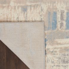 Solace SLA08 Distressed Abstract  Runner Rug in Ivory Grey Blue