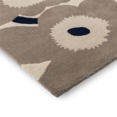 Unikko Handtufted Wool Floral Rugs 132401 by Marimekko in Greige