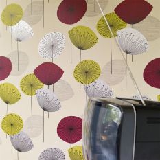 Dandelion Clocks Wallpaper 102 by Sanderson in Blackcurrant Purple