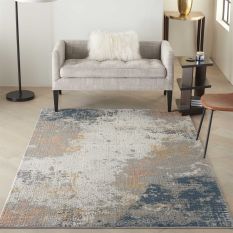 Rustic Textures RUS13 Abstract Rugs in Grey Blue