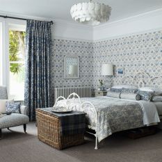 Daisy Wallpaper 212561 by Morris & Co in Blue Ivory