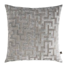 Maze Panelled Geometric Cushion in Silver Grey