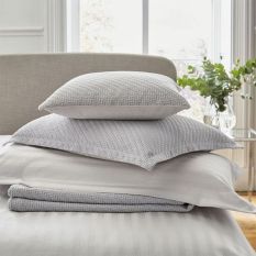 Adan Fine Linens Striped Cotton Bedding in Silver Grey