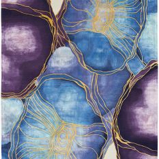 Prismatic Floral Carved Rugs PRS32 by Nourison in Blue Gold