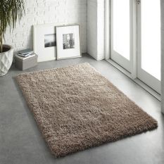 Chicago Shaggy Modern Plain Rugs in Latte