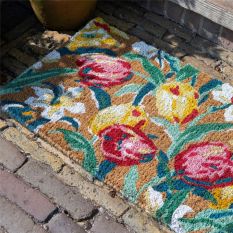 Tulips Doormat 082218 by Laura Ashley in China Blue