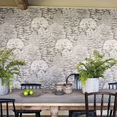 Woodland Toile Wallpaper 215716 by Sanderson in Ivory Charcoal Grey