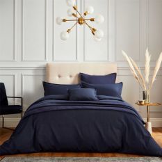 Muro Fine Lines Cotton Plain Dye Cushion in Midnight Blue