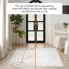 Glitz GLZ03 Geometric Framed Rugs by Nourison in Ivory Taupe